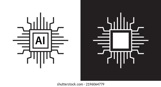 Künstliche Intelligenz umreißt Stil-Symbol-Design-Vektorgrafik. Digital Smart Mind Symbol Illustration für digitale Schaltkreise.	