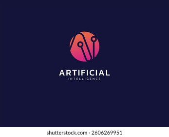 Artificial intelligence with overlapping letter AI network lines in circle technology Analysis logo vector design concept. AI technology logotype symbol for advance technology, tech company, ui.