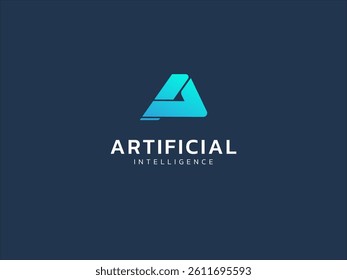 Artificial intelligence with overlapping letter A futuristic technology Analysis logo vector design concept. AI technology logotype symbol for advance technology, tech company, identity, robotic.