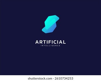 Artificial intelligence with overlapping letter S hexagons twisted infinity technology Analysis logo vector design concept. AI technology logotype symbol for advance technology, tech company, ui.