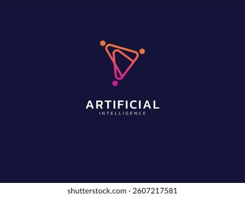 Artificial intelligence with overlapping Triangle Geometric shapes technology Analysis logo vector design concept. AI technology logotype symbol for advance technology, tech company, identity, ui, web