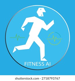 Inteligencia artificial Entrenador personal Concepto: Silueta de un androide corriendo con ondas de pulso para App de la salud y los deportes