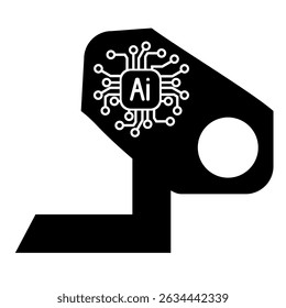 Símbolo de captura de dados e vigilância com tecnologia de inteligência artificial, monitoramento robótico