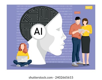 Artificial intelligence for problem solving.  Artificial brain Vector illustration