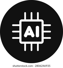 Artificial Intelligence processor chip glyph icon displayed inside a solid circular background, representing AI computing, machine learning, digital intelligence, and advanced technology. This modern solid vector illustration is ideal for software applications, technology branding, web and mobile interfaces, AI platforms, engineering projects, UI and UX design, business presentations, educational content, infographics, and futuristic digital innovation. Perfect for both print and digital creative projects.

#ArtificialIntelligence #AI #Processor #Chip #Microchip #Technology #Digital #Computing #MachineLearning #Circuit #Hardware #CPU #Automation #NeuralNetwork #Vector #GlyphIcon #SolidIcon #Engineering #Innovation #FutureTech