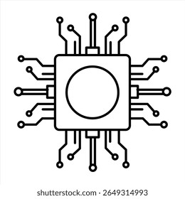 Ícone do chip do processador de inteligência artificial. Conjunto vetorial do circuito do processador AI, ilustração vetorial	