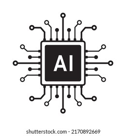 Artificial intelligence processor chip vector icon