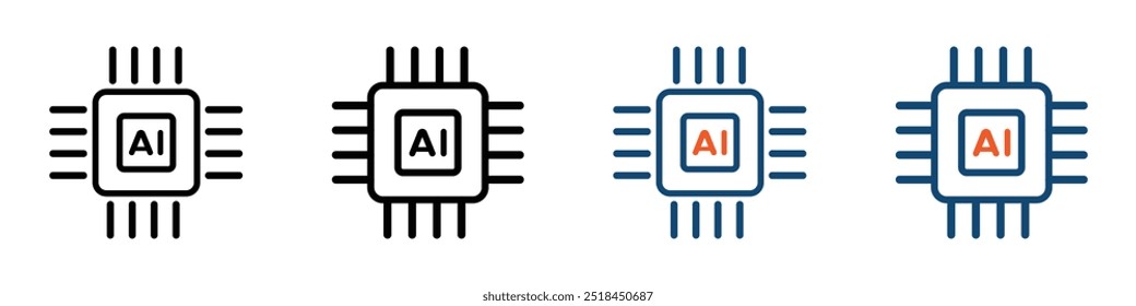 Artificial intelligence processor chip vector icon. AI Processor circuit vector icon. AI icon
