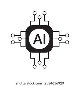 Artificial intelligence processor chip vector icon