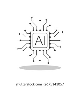 Artificial intelligence processor icon with shadow