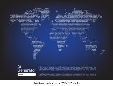 Inteligencia Artificial Provoca Tipografía Con Infografía De Fondo Del Mapa Mundial. Ilustración del vector