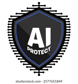Artificial intelligence Protect AI processor setting vector icon web site, logo, social media. vector illustration concept