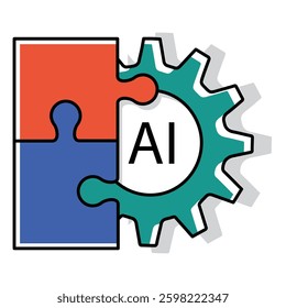 Artificial Intelligence and Puzzle Vector Concept Icon Design