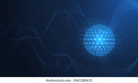 Artificial intelligence quantum computer technology concept. Quantum computing. Quantum processing. Future new technology for business or science presentation. Vector illustration