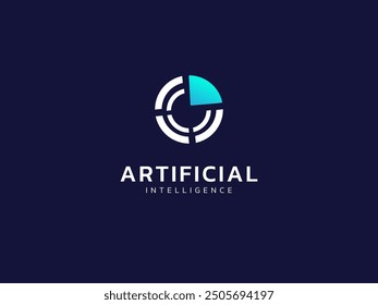 Artificial intelligence with Radar scan circle Technology Analysis logo vector design concept. AI technology logotype symbol for advance technology, tech company, identity, robotic, innovation, ui.