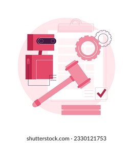 Artificial intelligence regulations abstract concept vector illustration. Artificial intelligence law, AI development limitation, global tech regulations, robotics legislation abstract metaphor.