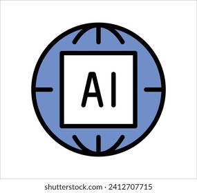Artificial intelligence related icon concept outline style vector illustration.