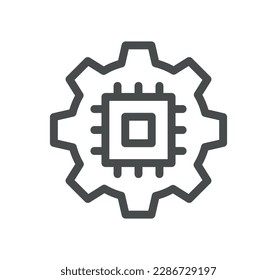 Artificial intelligence related icon outline and linear vector.