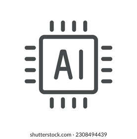 Artificial intelligence related icon outline and linear vector.