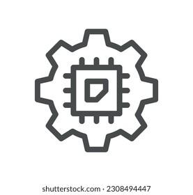 Artificial intelligence related icon outline and linear vector.