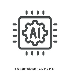 Artificial intelligence related icon outline and linear vector.