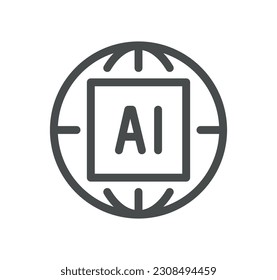 Artificial intelligence related icon outline and linear vector.