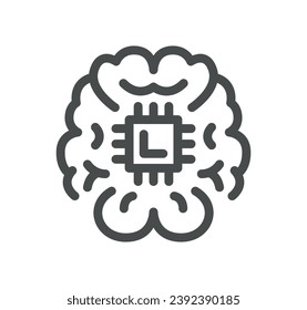 Esbozo de icono relacionado con inteligencia artificial y vector lineal.