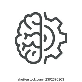 Artificial intelligence related icon outline and linear vector.