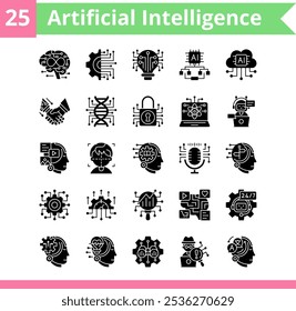 Conjunto de iconos relacionados con la inteligencia artificial