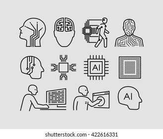 Artificial Intelligence Related Vector Icons 