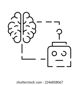 Artificial Intelligence Related Vector Line Icon. Contains such Icons as Face Recognition, Algorithm, Self-learning. Deep learning, Digital brain. Cyber, humanoid and chat 
