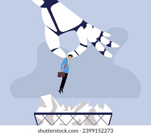 Artificial intelligence replacing jobs 2d vector illustration concept