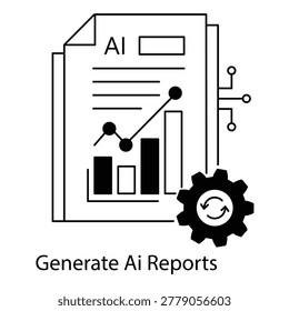 Artificial intelligence reporting symbol for smart business analytics and documentation