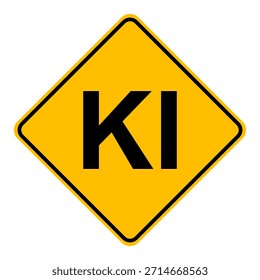 Künstliche Intelligenz und Straßenschild auf Weiß