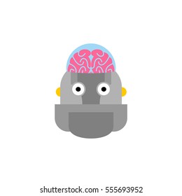 Artificial Intelligence. Robot and brain. cyborg head
