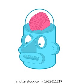 Artificial Intelligence. Robot with brain. Retro robot head amd brains. vector illustration