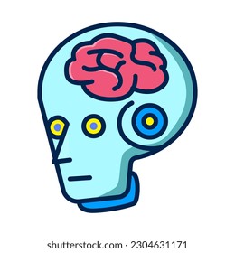 robot de inteligencia artificial ilustración de dibujos animados sobre fondo aislado