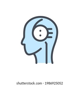Artificial intelligence robot color line icon. Head of bot vector outline colorful sign.