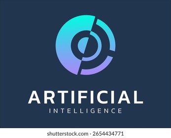 Artificial intelligence with Robot Eye movement data scanning network security technology Analysis logo vector design concept. AI technology logotype symbol for advance technology, tech company, ui.
