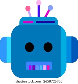 Inteligência Artificial Robot Face Estilo de Tecnologia Plana