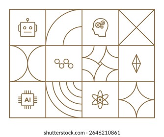 Inteligência artificial robô geométrica linha arte