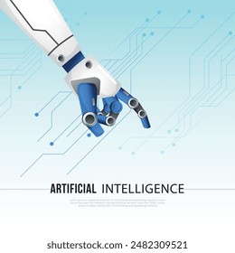 Artificial intelligence robot hand mock up on technology background, AI generated technology concept, vector illustration