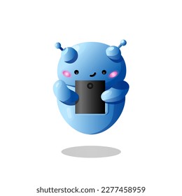 Artificial intelligence robot. He is chatting with you. Chat bot in your application. Online assistant character. Future technology in support