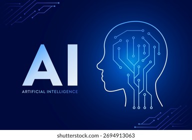 Artificial Intelligence Robot Head Tech Innovation. Agentic AI Concepts Visual Elements Illustration Futuristic Smart Neurology Brain Network Structure System Design Vector Globalization background