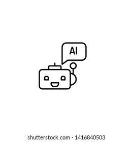 Artificial intelligence, robot icon. Linear style sign for mobile concept and web design. Artificial intelligence symbol logo illustration. Vector graphics - Vector. 