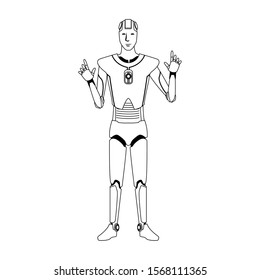 artificial intelligence robot icon over white background, vector illustration