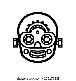 artificial intelligence robot mind mask design for logo vector mascot smiling