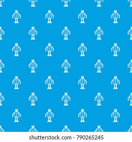 Artificial intelligence robot pattern repeat seamless in blue color for any design. Vector geometric illustration