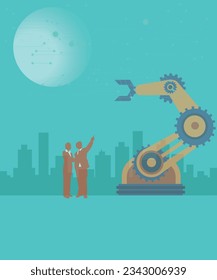 artificial intelligence and robot technology digitization concept illustration