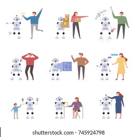 An artificial intelligence robot that helps human beings. Future of technology development. vector illustration flat design